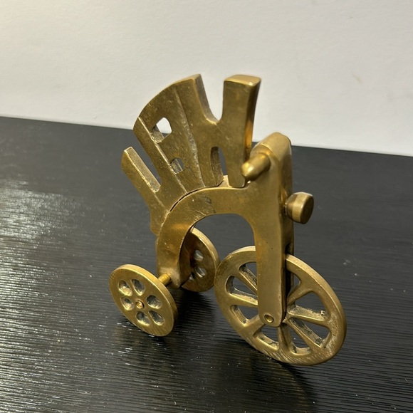 Vintage Solid Brass Hell on Wheels Tricycle   Heavy Paperweight Rare - Picture 9 of 11